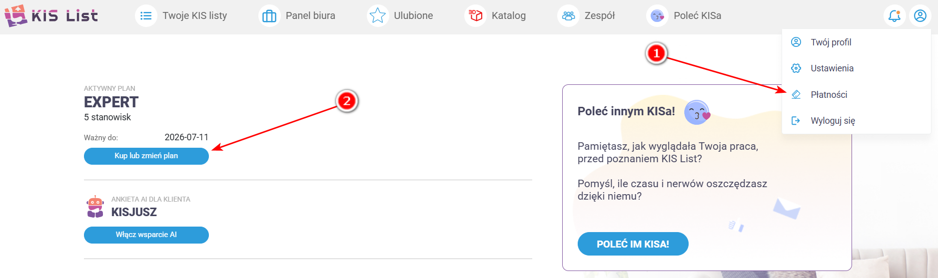 Zakup planu w KIS List 