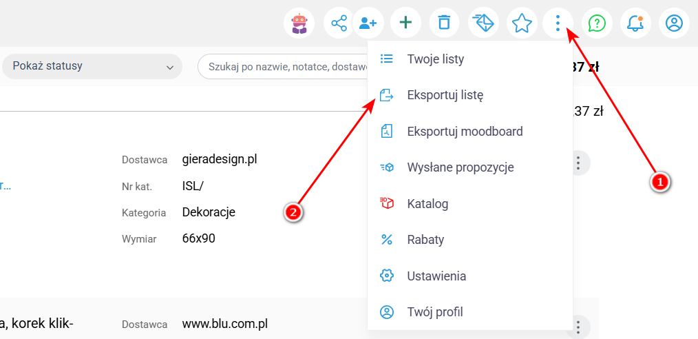 Eksportowanie listy do PDF w KIS List